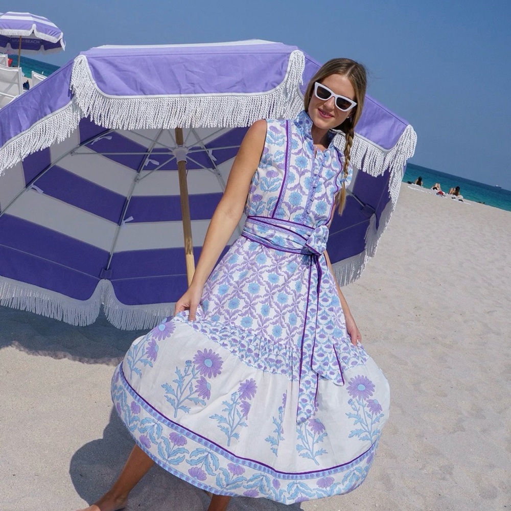 Floral Purple and White Maxi Dress